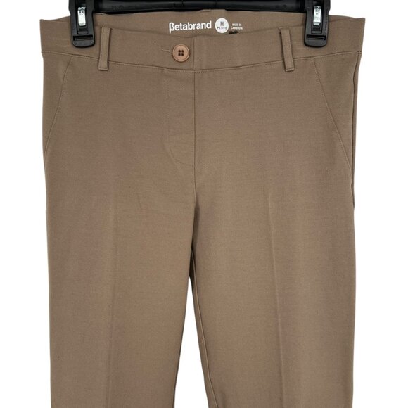 Betabrand Classic Dress Pants Yoga Pants Straight Tan Size Medium Petite - Picture 2 of 9